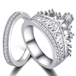 Crown Zircon Ring 2-in-1 Fashionable Lady Gift