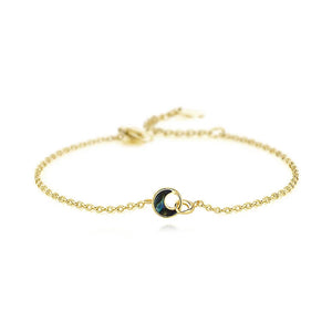 Moon Bracelet 925 Silver Two Rings Ring Charm Abalone Shell Women