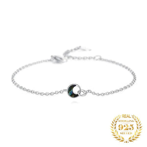 Moon Bracelet 925 Silver Two Rings Ring Charm Abalone Shell Women
