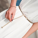 Metal Thin Waist Chain Belt Pearl Decorative Dress Accessories