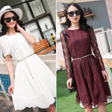 Metal Thin Waist Chain Belt Pearl Decorative Dress Accessories