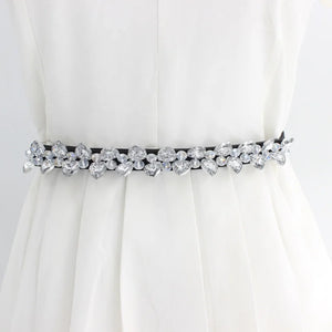 Rhinestone Waist Chain Slim Elastic Crystal Belt For Dress Coats