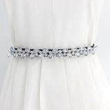 Rhinestone Waist Chain Slim Elastic Crystal Belt For Dress Coats