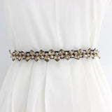 Rhinestone Waist Chain Slim Elastic Crystal Belt For Dress Coats