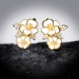 Lady Enamel Earring Flower Golden