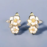 Lady Enamel Earring Flower Golden