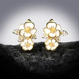 Lady Enamel Earring Flower Golden