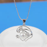925 Silver Zircon Flower Choker Pendant Necklace for Women