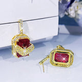 Ruby Butterfly Earrings Crystal Zircon Flower Wedding Jewelry