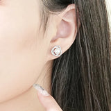 Plated 925 Sterling Silver Zircon Flower Shell Pearl Necklace