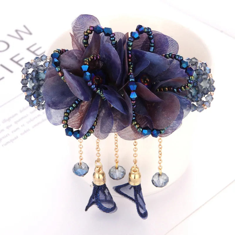 Yarn Flower Tassel Hairpin Retro Hair Accessories