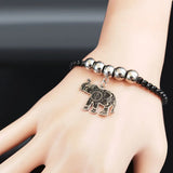 Elephant Stainless Steel Charm Bangle Bracelet Women Jewelry B18494