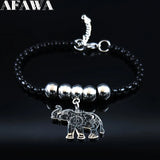 Elephant Stainless Steel Charm Bangle Bracelet Women Jewelry B18494