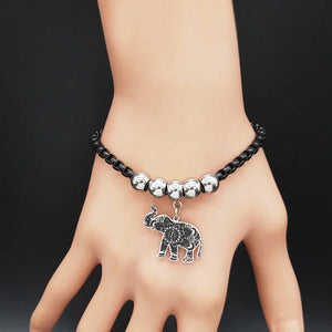 Elephant Stainless Steel Charm Bangle Bracelet Women Jewelry B18494