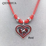 Elk Deer Heart Shape Necklace Pendant for Women