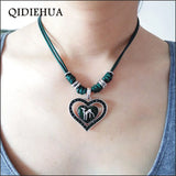 Elk Deer Heart Shape Necklace Pendant for Women