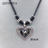 Elk Deer Heart Shape Necklace Pendant for Women