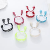 Embroidered Love Happy Bracelet Wrist Band Tassel Letters Braided Bracelet