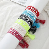 Embroidered Love Happy Bracelet Wrist Band Tassel Letters Braided Bracelet