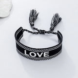 Embroidered Love Happy Bracelet Wrist Band Tassel Letters Braided Bracelet