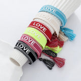 Embroidered Love Happy Bracelet Wrist Band Tassel Letters Braided Bracelet