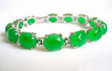 Emerald Green Jade Beads Link Clasp Bangle Bracelet