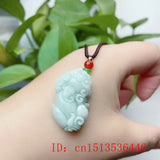 Emerald Jade Pixiu Pendant Necklace Chinese Hand-Carved Healing Amulet Gift