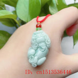 Emerald Jade Pixiu Pendant Necklace Chinese Hand-Carved Healing Amulet Gift