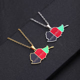 Enamel Afghanistan Map Flag Pendant Necklaces Afghan Stainless Steel Jewelry