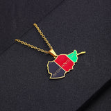Enamel Afghanistan Map Flag Pendant Necklaces Afghan Stainless Steel Jewelry