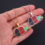 Enamel Afghanistan Map Flag Pendant Necklaces Afghan Stainless Steel Jewelry