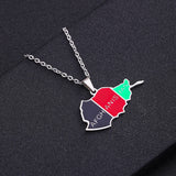 Enamel Afghanistan Map Flag Pendant Necklaces Afghan Stainless Steel Jewelry