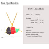 Enamel Afghanistan Map Flag Pendant Necklaces Afghan Stainless Steel Jewelry