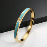 Enamel Bangles Bracelets Stainless Steel CZ Crystal Bangle