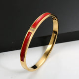 Enamel Bangles Bracelets Stainless Steel CZ Crystal Bangle