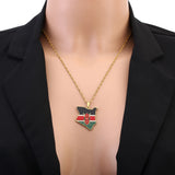 Enamel Drop Kenya Map Flag Pendant Necklace Stainless Steel Kenyan Charm Jewelry