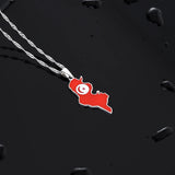 Tunisia Map Flag Pendant Necklace Stainless Steel Charm Jewelry