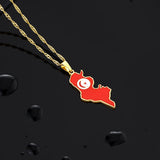 Tunisia Map Flag Pendant Necklace Stainless Steel Charm Jewelry