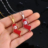 Tunisia Map Flag Pendant Necklace Stainless Steel Charm Jewelry