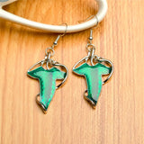 Elven Leaf Enamel Earrings Charm Jewelry