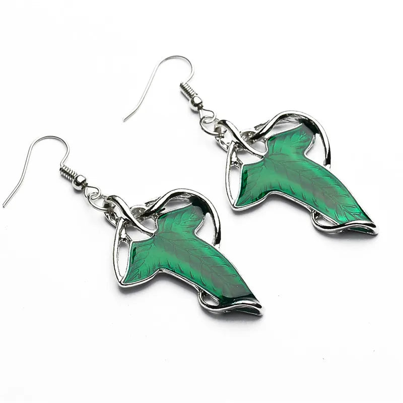 Elven Leaf Enamel Earrings Charm Jewelry