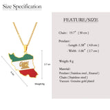 Iran Map Flag Pendant Necklaces Stainless Steel Jewelry for Women Men