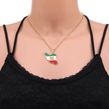 Iran Map Flag Pendant Necklaces Stainless Steel Jewelry for Women Men