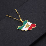 Iran Map Flag Pendant Necklaces Stainless Steel Jewelry for Women Men