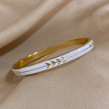 Enamel Painted Leaf Steel Bangle Vintage Arrow Cuff Bracelet
