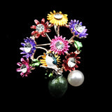 Enamel Sunflower Brooch Famous Paintings Flower Plant Jewelry
