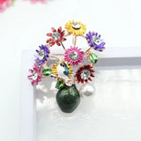 Enamel Sunflower Brooch Famous Paintings Flower Plant Jewelry