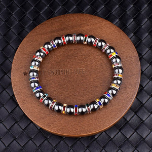 Energy Hematite Beads Bracelet Natural Stone Health Protection