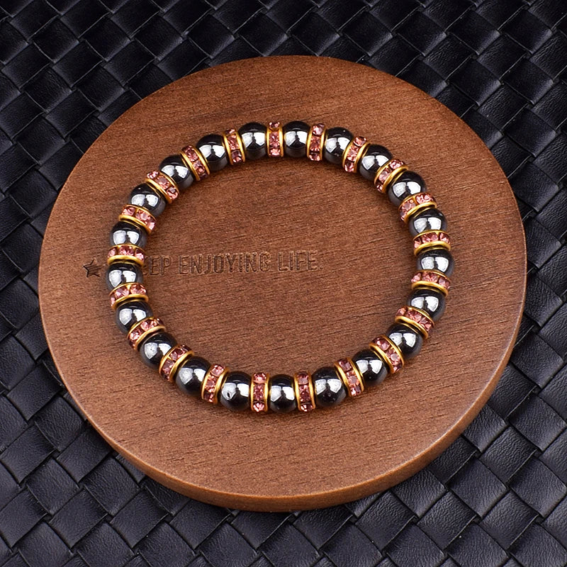 Energy Hematite Beads Bracelet Natural Stone Health Protection