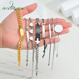 Engrave Letter Bracelet Stainless Steel Name Date Bracelet NK Cuban Chain